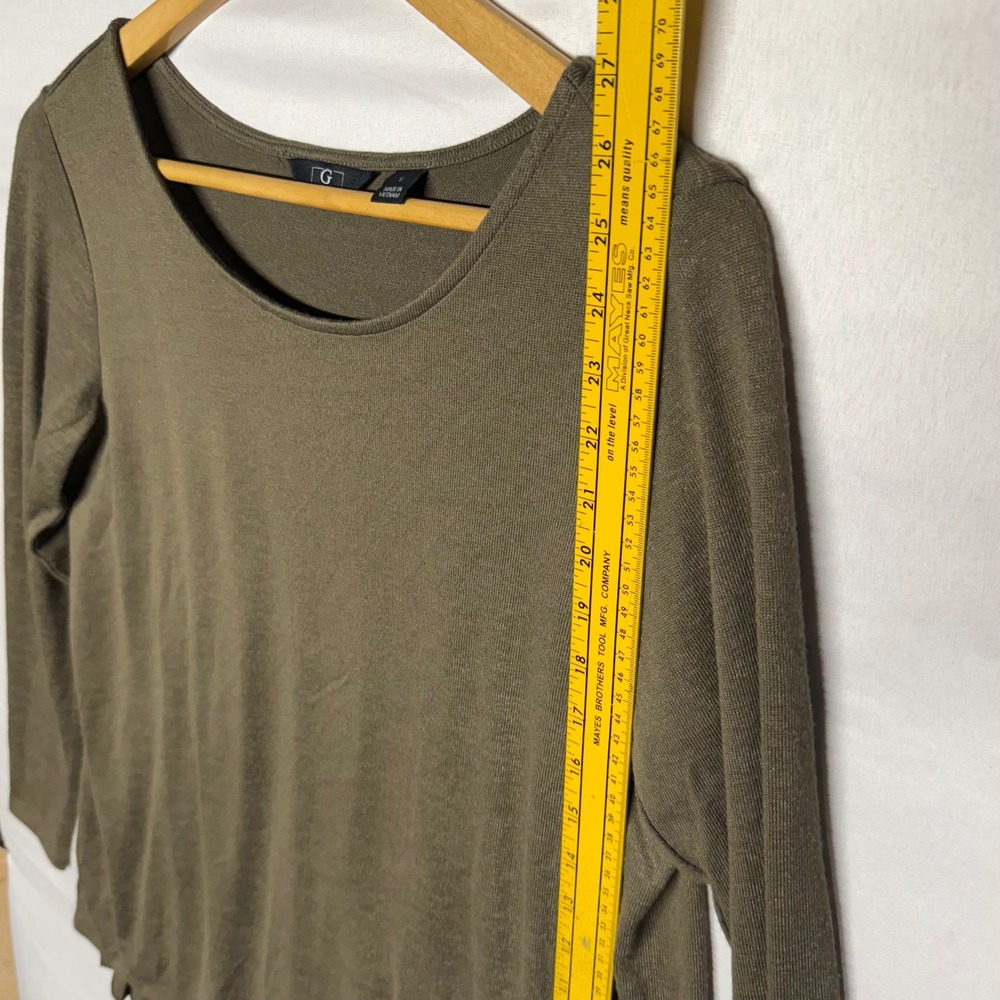 G By Giuliana‎ Olive Green Long Sleeve Tunic Top Women's Size S Pleated Hem - Picture 5 of 11